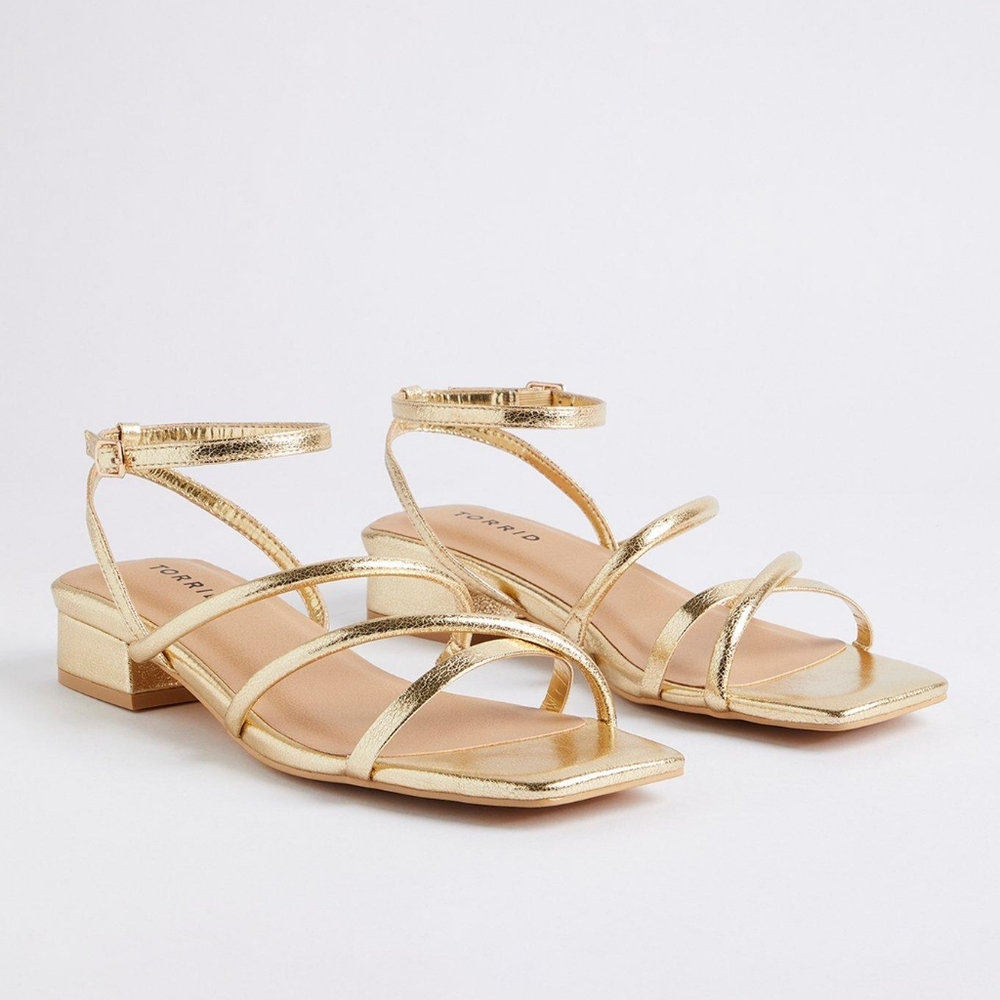 Torrid strappy micro gold heel sandals